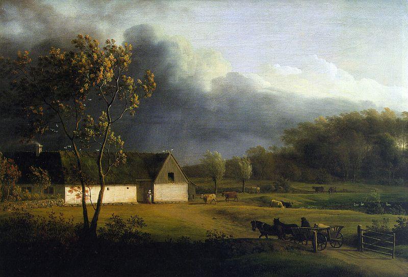 Jens Juel A Storm Brewing Behind a Farmhouse in Zealand